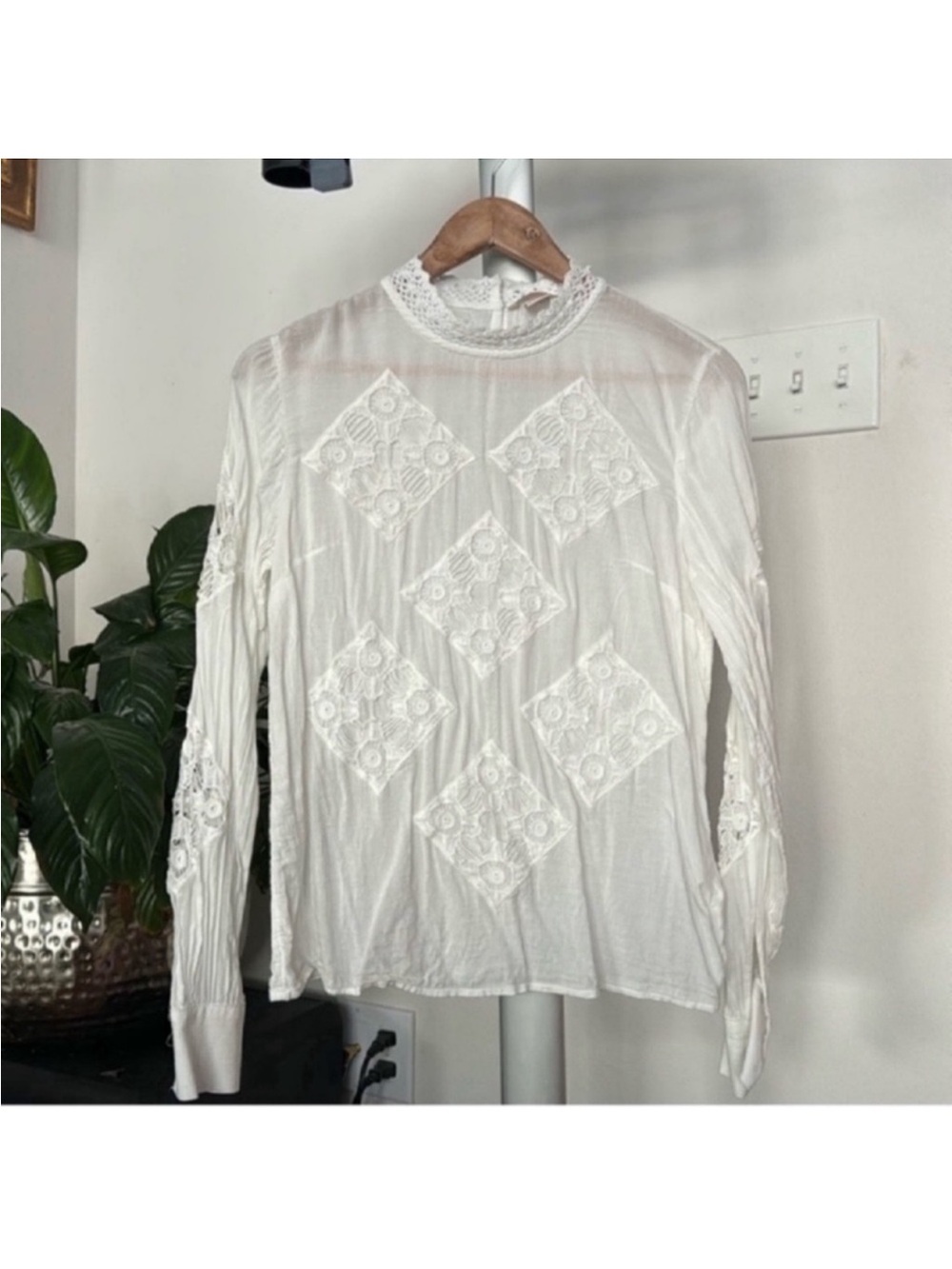 H&M Boho Crochet Ivory Top/Shirt/Blouse Sz 4/S